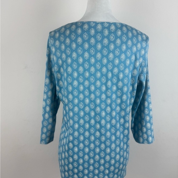 L.L. Bean 100% Supima Cotton Tunic Top Blue Print Size‎ M - Picture 6 of 11
